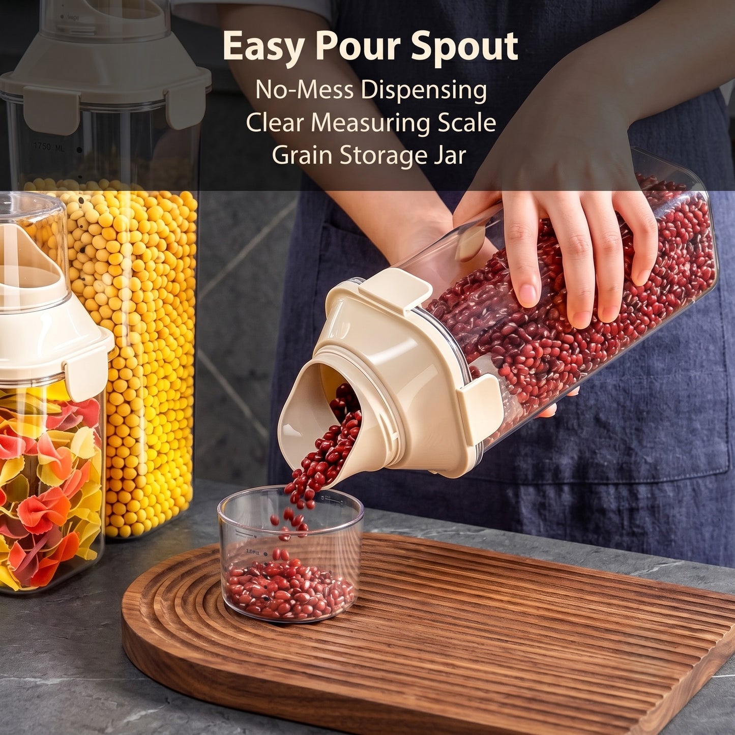 Flip Spout Airtight Dry Grain Storage Container Short