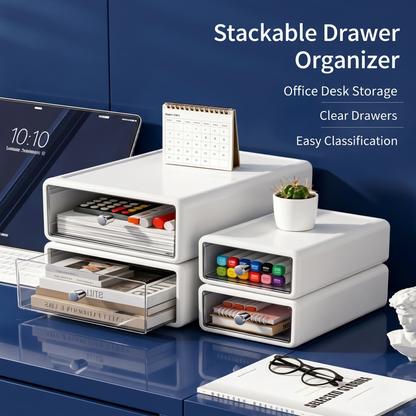 Stackable Clear Drawer Desktop Storage Organizer