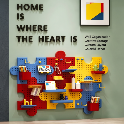 Puzzle Shaped Modular Pegboard Wall Organizer