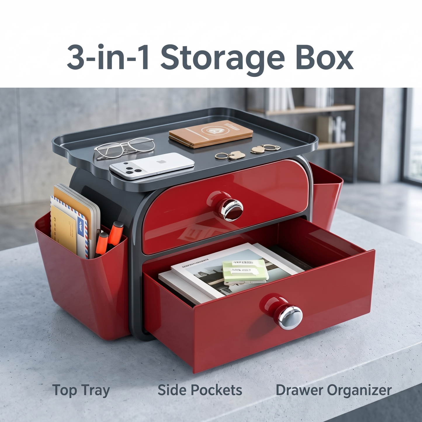 3-in-1 Multi-functional Desktop Storage Caddy
