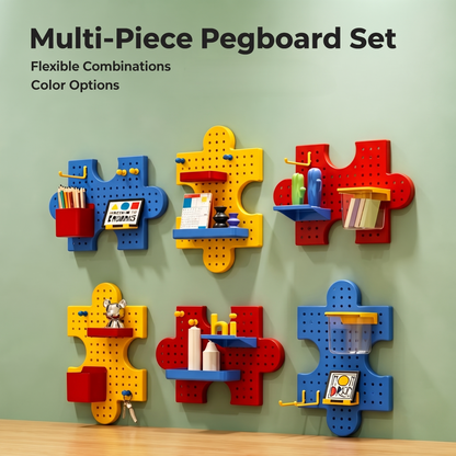 Puzzle Shaped Modular Pegboard Wall Organizer