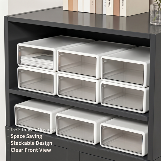 Stackable Clear Drawer Desktop Storage Organizer