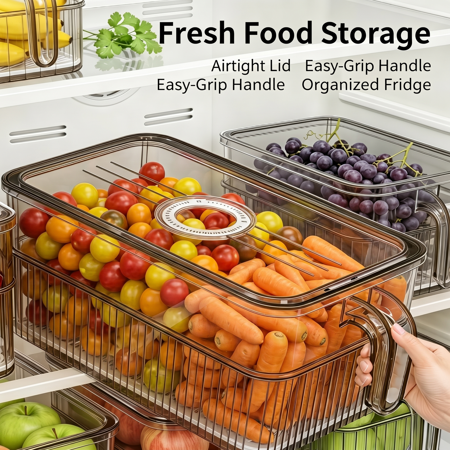 Stackable Clear Fridge Food Storage Bins