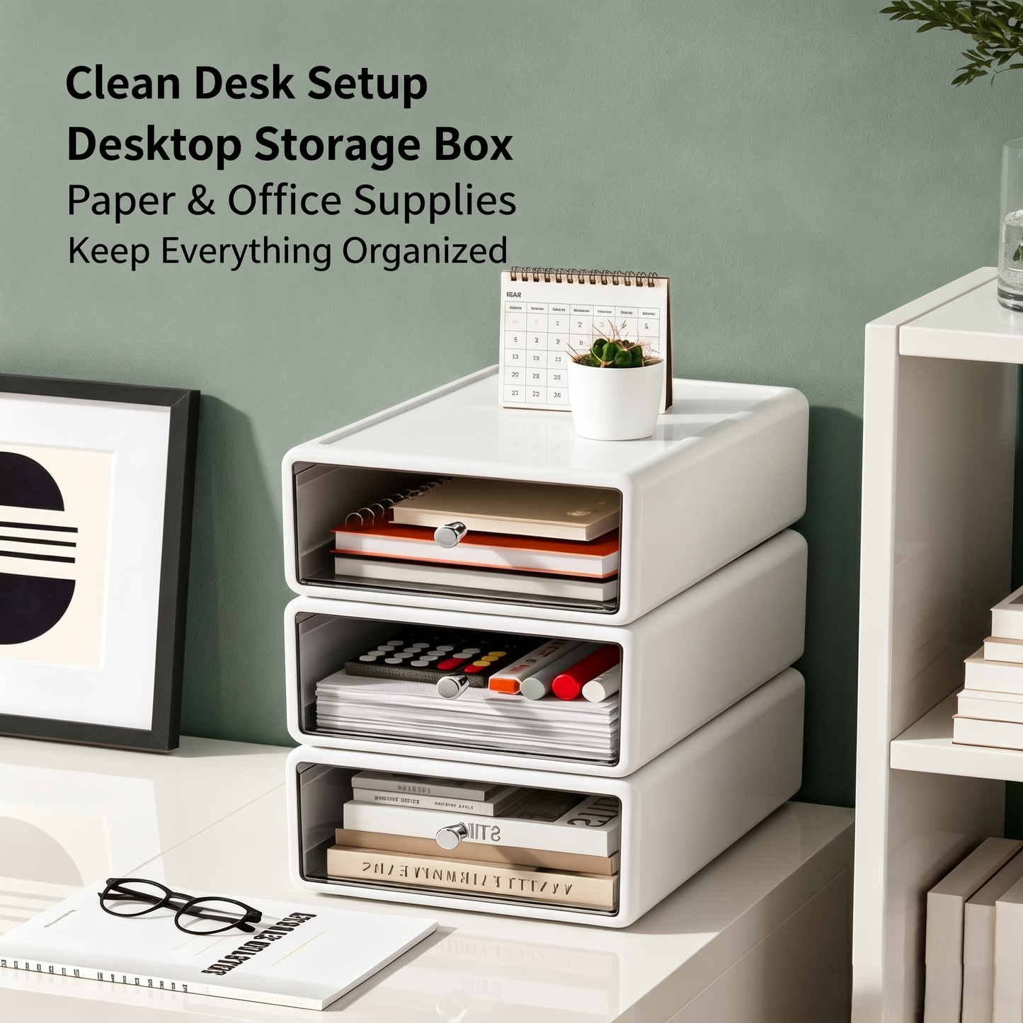 Stackable Clear Drawer Desktop Storage Organizer