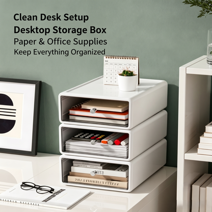 Stackable Clear Drawer Desktop Storage Organizer