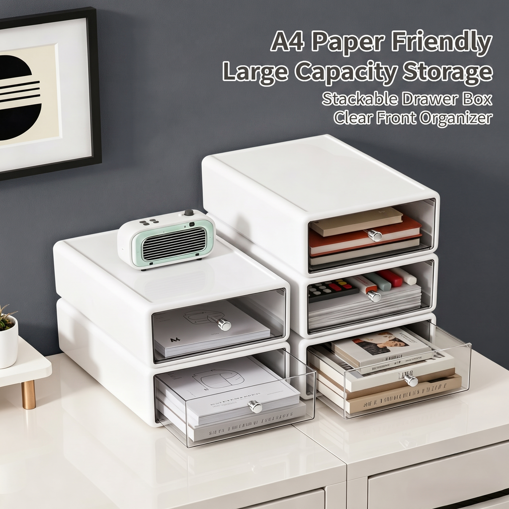 Stackable Clear Drawer Desktop Storage Organizer
