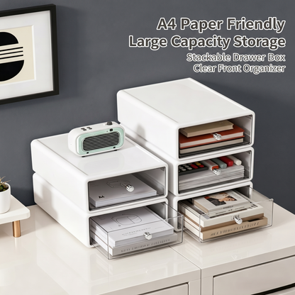 Stackable Clear Drawer Desktop Storage Organizer