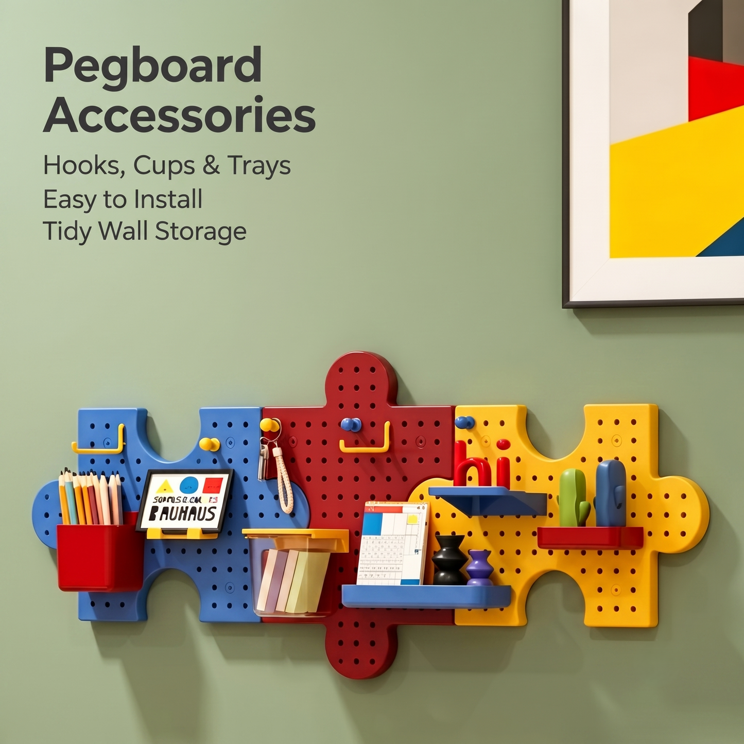 Puzzle Shaped Modular Pegboard Wall Organizer