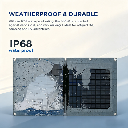 400W Portable Foldable Solar Panel with Stand - IP68 Waterproof