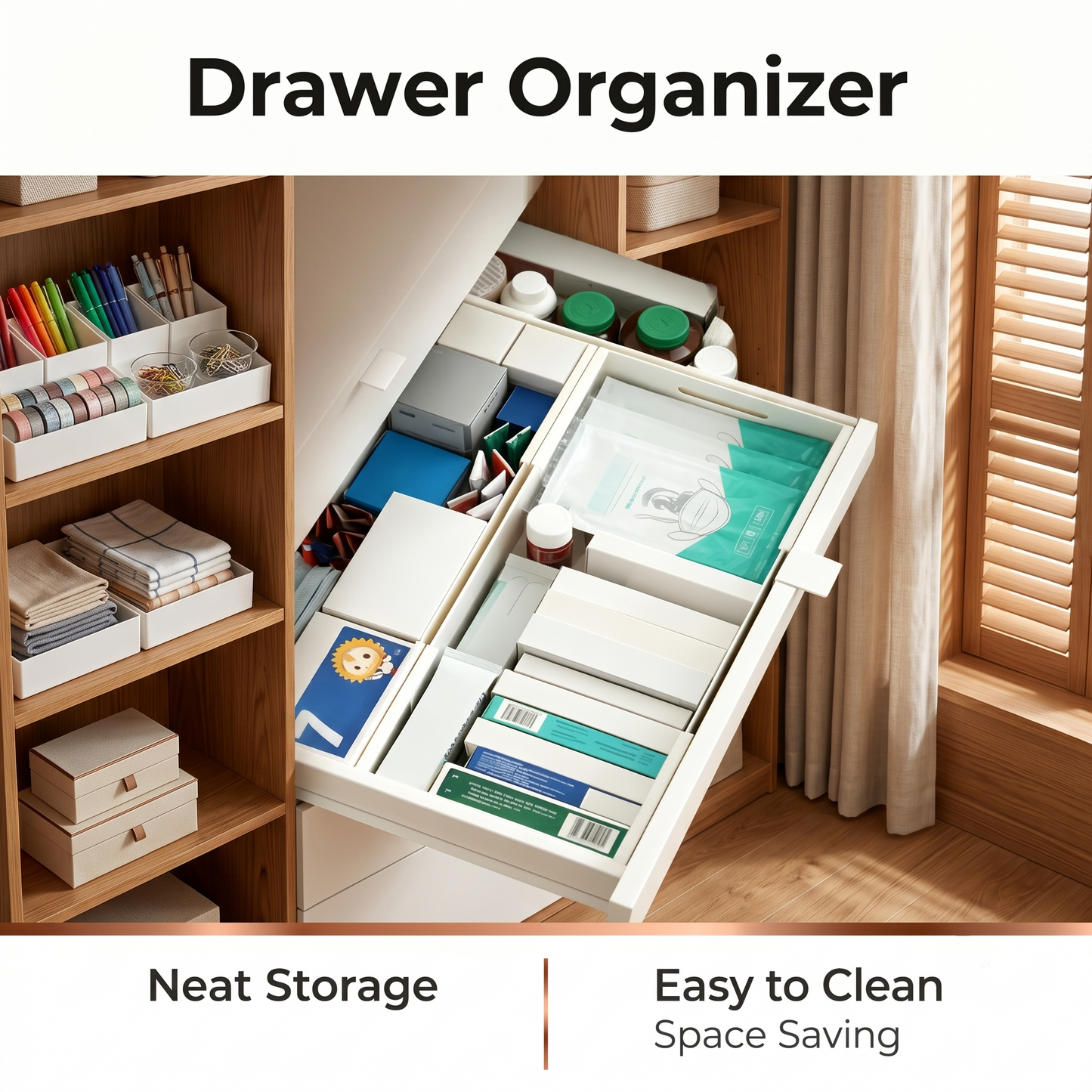 Adjustable Foldable Drawer Storage Organizer Bins