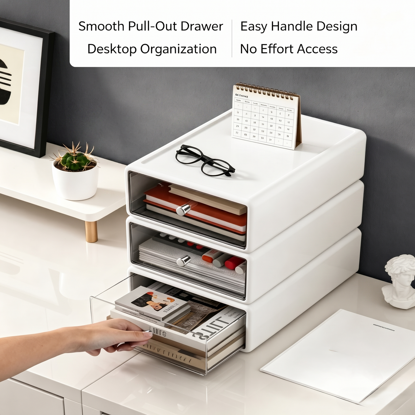 Stackable Clear Drawer Desktop Storage Organizer